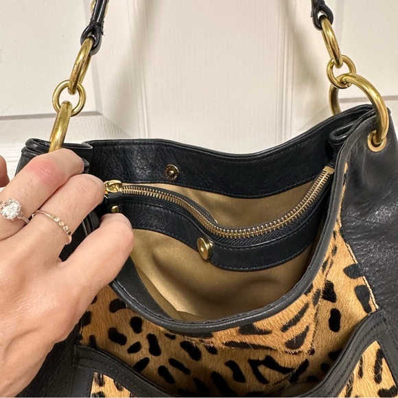 Coach Park Leopard Calf Hair Leather Large Hobo Shoulder Bag